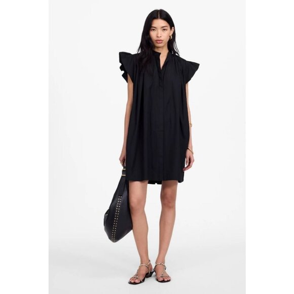 Madewell Flutter Sleeve Button-Front Mini Dress in Poplin Women's Size XS NWT! - Picture 1 of 5